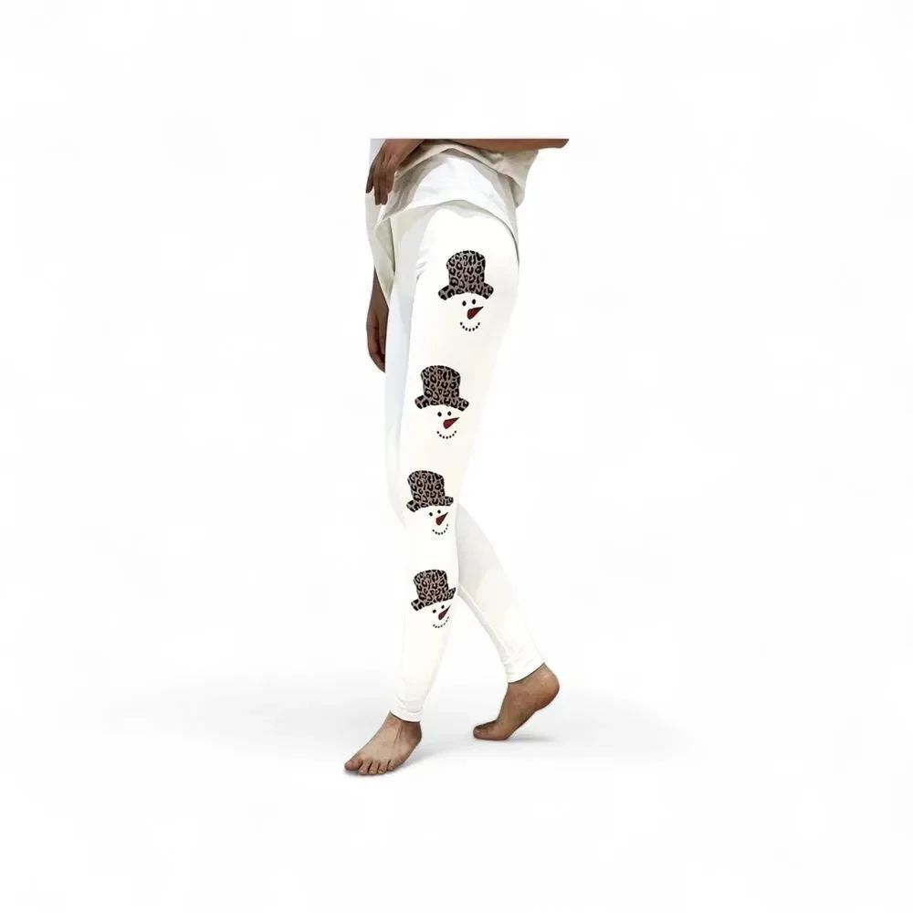 Stylish White With Leopard Print Leggings